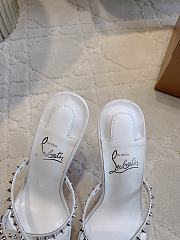 Christian Louboutin Tatoosh Spikes White Slide Sandals 8.5cm - 2