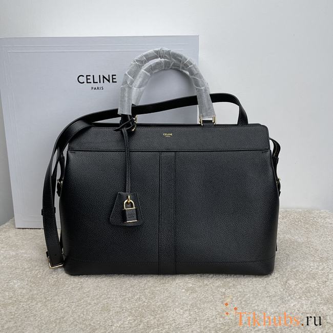 Celine Medium Cabas DE France Bag Black Leather 37x27x14cm - 1