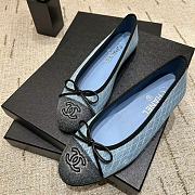 Chanel Ballerina Blue Denim Flat - 1