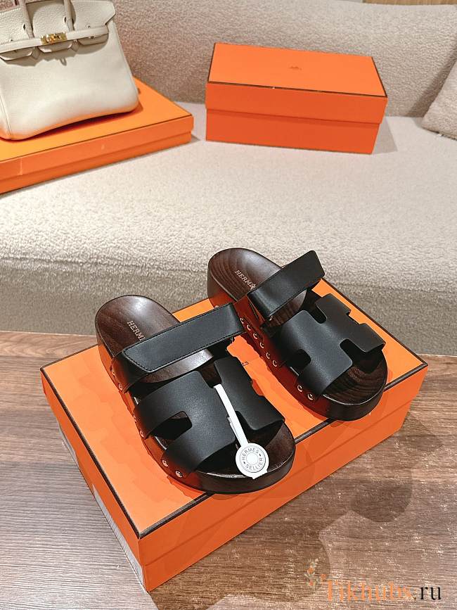 Hermes Kos Clog Black Slides - 1