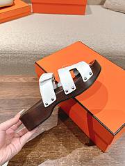 Hermes Kos Clog White Slides - 3