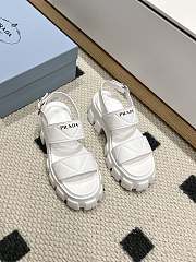 Prada Monolith Leather Platform White Sandals - 1