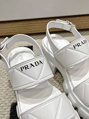 Prada Monolith Leather Platform White Sandals - 5