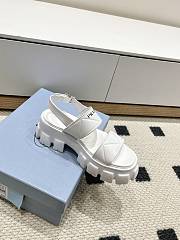 Prada Monolith Leather Platform White Sandals - 4