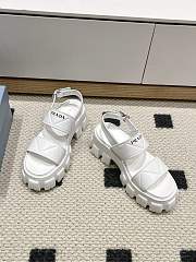 Prada Monolith Leather Platform White Sandals - 2