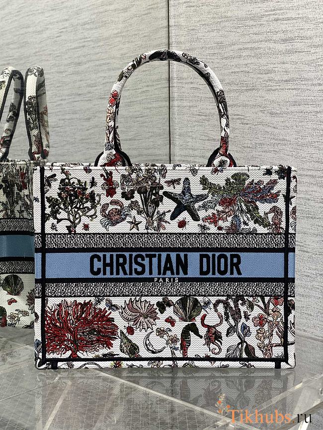 Dior Book Tote Latte Multicolor Cabinet Motif 36x18x28cm - 1