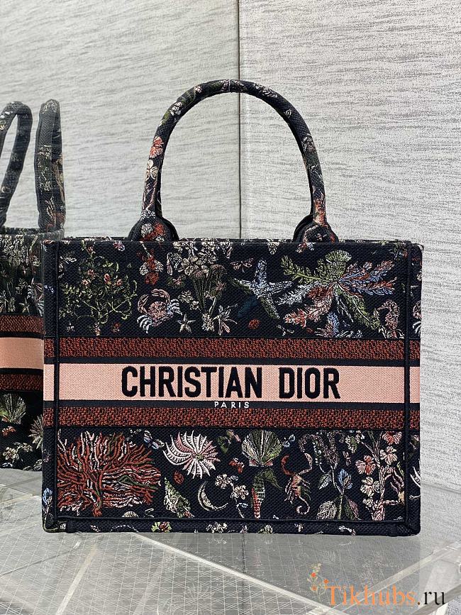 Dior Book Tote Black Multicolor Cabinet Motif 36x18x28cm - 1