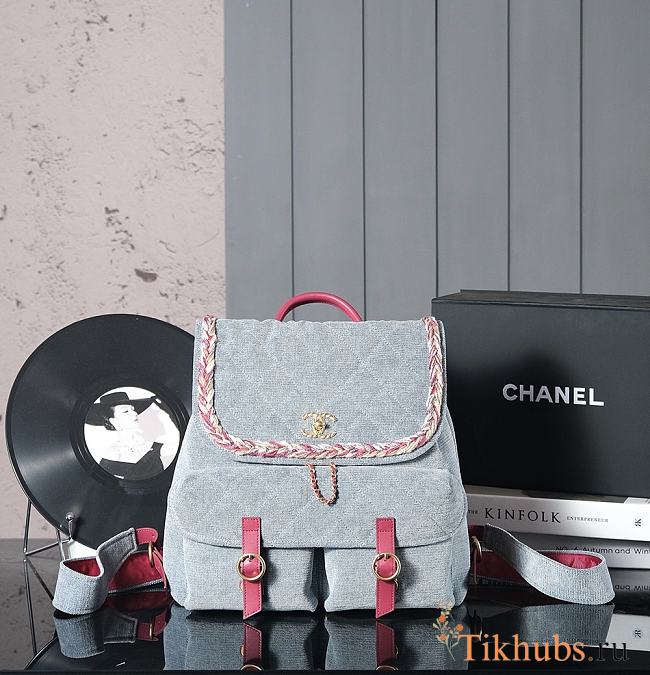 Chanel Vintage Backpack Denim Blue 29cm - 1