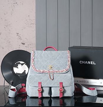 Chanel Vintage Backpack Denim Blue 29cm