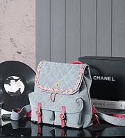 Chanel Vintage Backpack Denim Blue 29cm - 3