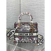 Dior Medium Lady D-Lite Bag Latte Multicolor Cabinet 24x11x20cm - 1