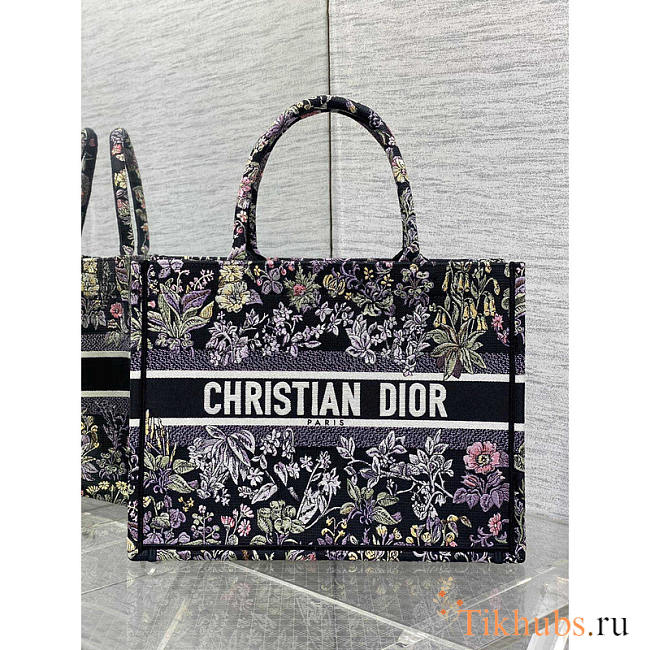 Dior Medium Book Tote Black Millefiori Unicorn 36x18x28cm - 1