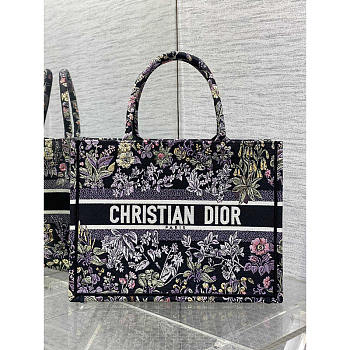 Dior Medium Book Tote Black Millefiori Unicorn 36x18x28cm