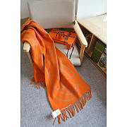 Hermes Cashmere Scarf In Orange/Beige 90x90cm - 4