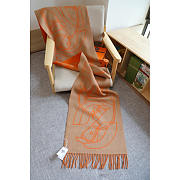 Hermes Cashmere Scarf In Orange/Beige 90x90cm - 3