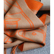 Hermes Cashmere Scarf In Orange/Beige 90x90cm - 2