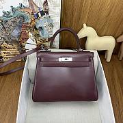 Hermes Kelly 25 Bag Red Wine Box Leather Silver 25cm - 1