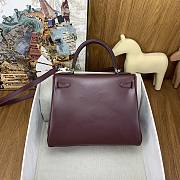 Hermes Kelly 25 Bag Red Wine Box Leather Silver 25cm - 4