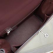 Hermes Kelly 25 Bag Red Wine Box Leather Silver 25cm - 3