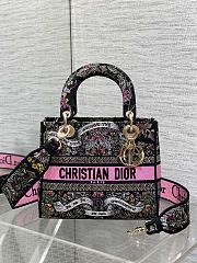 Dior Medium Lady D-Lite Bag Black Around the World 24x21x12cm - 1