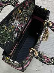Dior Medium Lady D-Lite Bag Black Around the World 24x21x12cm - 5