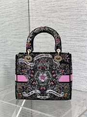 Dior Medium Lady D-Lite Bag Black Around the World 24x21x12cm - 4