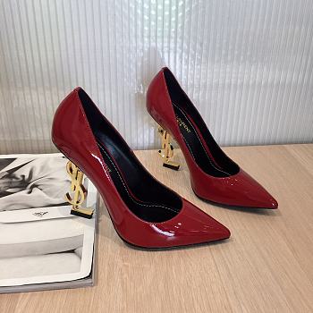 YSL Opyum Pump Red Patent Gold Heel 10cm