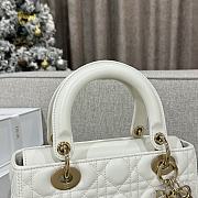 Dior Medium Lambskin Cannage Lady Dior White 24cm - 6