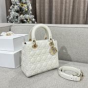 Dior Medium Lambskin Cannage Lady Dior White 24cm - 2