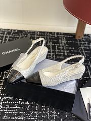 Chanel Slingback Sandals White Tweed - 2