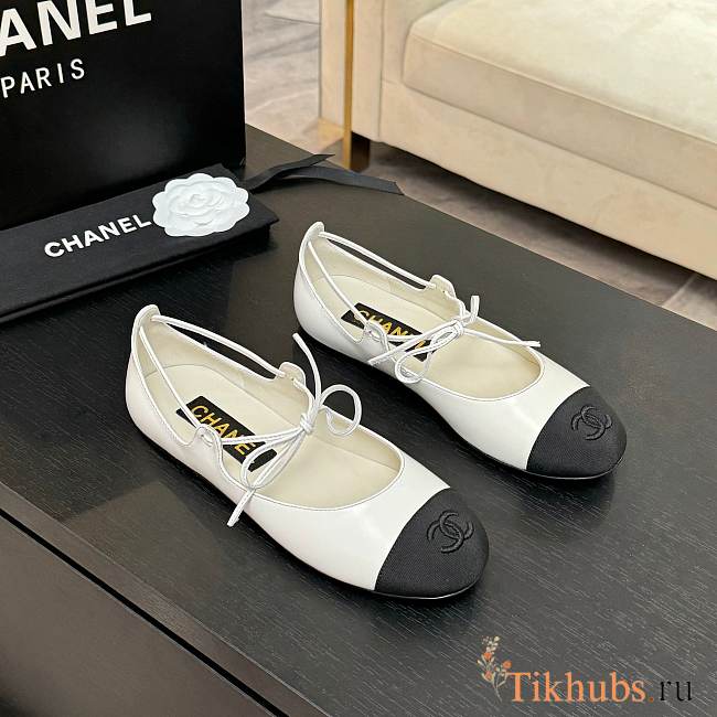 Chanel Mary Janes White Ballerina Flat - 1