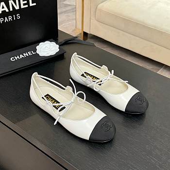 Chanel Mary Janes White Ballerina Flat