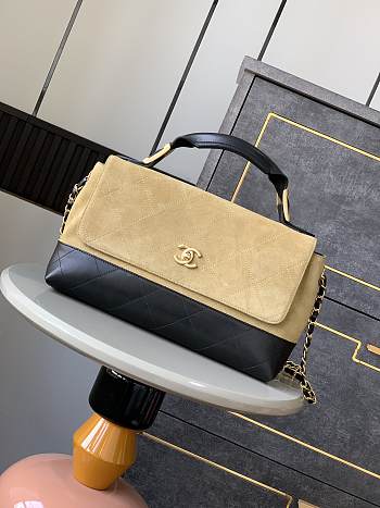 Chanel Handbag Suede Leather Black 33x12x18cm