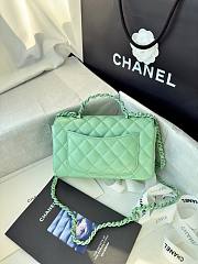 Chanel Top Handle Bag Green Lambskin 20x12.5x6cm - 6