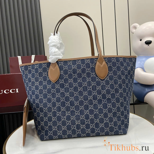 Gucci Totissima Medium Tote Bag Denim Blue 30.5x28x27cm - 1