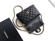 Chanel Small Flap Bag Top Handle Lambskin Gold Black 22x11.5x6cm - 6