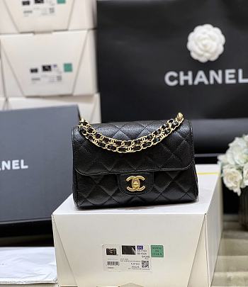 Chanel Mini Flap Bag Caviar Gold Black Gold 18x13x5.5cm