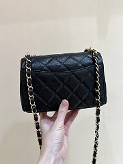 Chanel Mini Flap Bag Caviar Gold Black Gold 18x13x5.5cm - 5