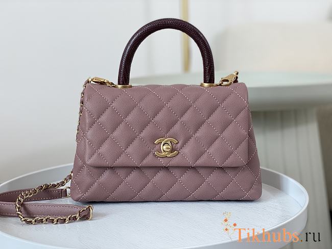 Chanel Coco Handle Bag Small Purple Caviar Gold 24cm - 1