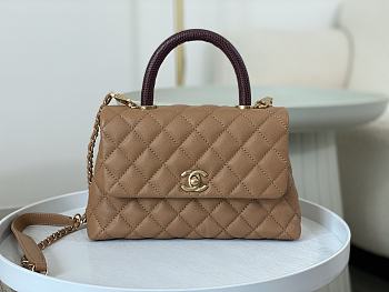 Chanel Coco Handle Bag Small Caramel Brown Caviar Gold 24cm