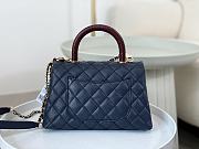 Chanel Coco Handle Bag Small Navy Blue Brown Caviar Gold 24cm - 3