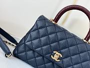 Chanel Coco Handle Bag Small Navy Blue Brown Caviar Gold 24cm - 2