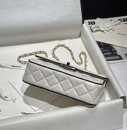 Chanel Flap Bag Lambskin White Black 23.5x16.5x6.5cm - 5