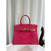 Hermes Birkin 25 Pink Rose Mexico Shiny Alligator Bag 25cm - 1