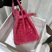 Hermes Birkin 25 Pink Rose Mexico Shiny Alligator Bag 25cm - 4