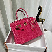 Hermes Birkin 25 Pink Rose Mexico Shiny Alligator Bag 25cm - 5