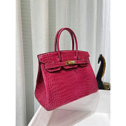 Hermes Birkin 25 Pink Rose Mexico Shiny Alligator Bag 25cm - 3