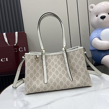 Gucci GG Emblem Small Tote Bag Beige White 30x18x11cm