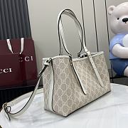 Gucci GG Emblem Small Tote Bag Beige White 30x18x11cm - 6