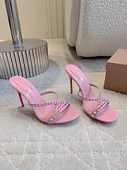 Christian Louboutin Tatoosh Spikes Pink Slide Sandals 8.5cm - 1